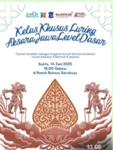Kelas Sinau Aksara Jawa 7 diawali di Rumah Bahasa Balai Pemuda Surabaya. 