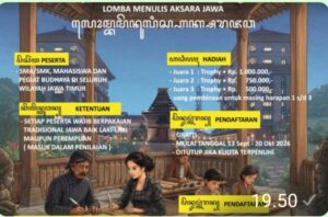 Merawat Kemajapahitan Melalui Lomba Menulis Aksara Jawa: Sumpah Palapa (1336) – Sumpah Pemuda (1928) – Sumpah Budaya (2026).
